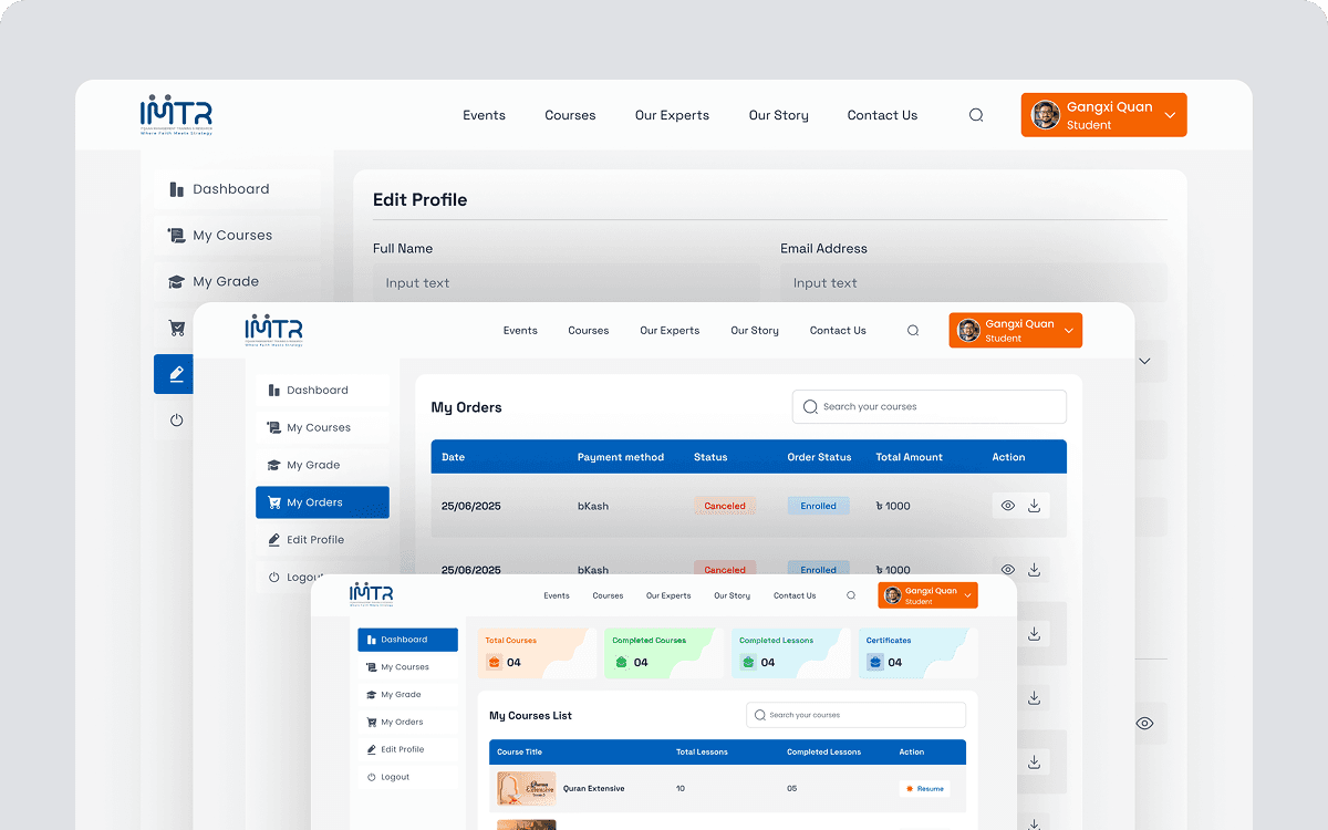 IMTR  Student Portal UI/UX Design and Development